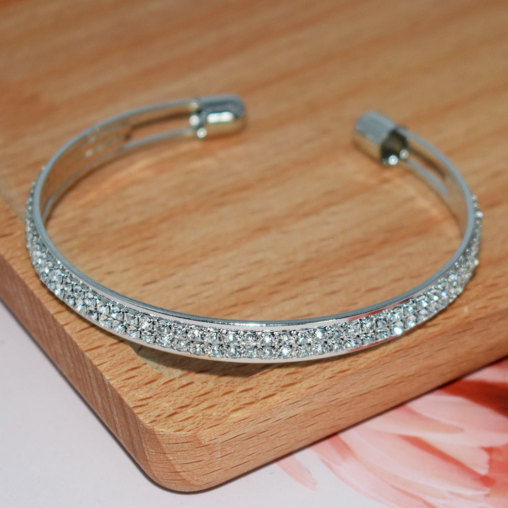 Rhinestone Full Diamond Simple Opening Female Bracelet