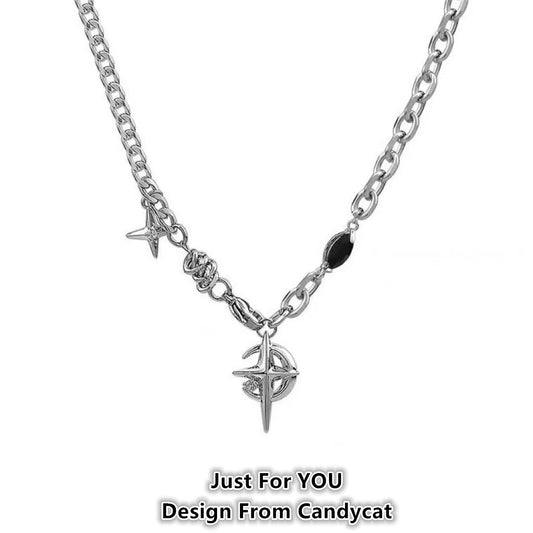 Onyx Stars Street Boys Design High-grade Clavicle Chain Necklace