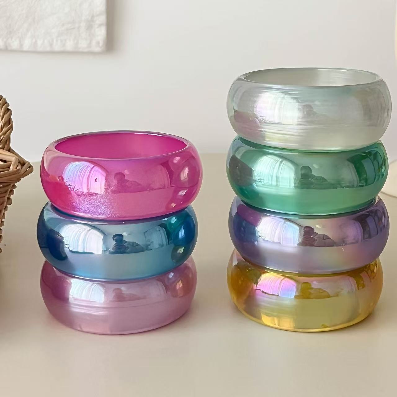 Magic Color Resin Wide Transparent Colorful Sweet Cool Style Niche Bracelet