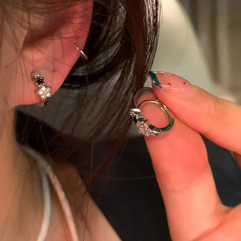 Clip Female Light Luxury Minority Design Five-pointed Star Temperament Twin Ear Buckle