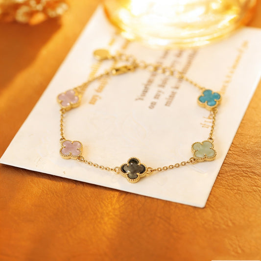 Colorful Four-leaf Clover Female Fashion Exquisite Bracelet