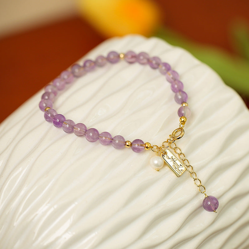 Natural Crystal Female Niche Romantic Lavender Amethyst Elegant Graceful Bracelet