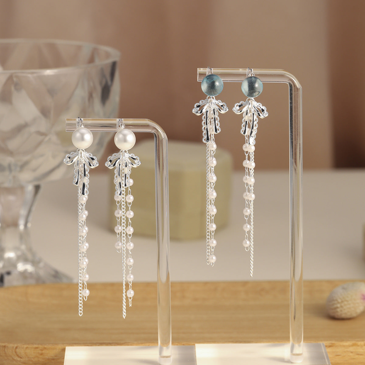 Pearl Tassel Niche Bow Gentle Style Rings