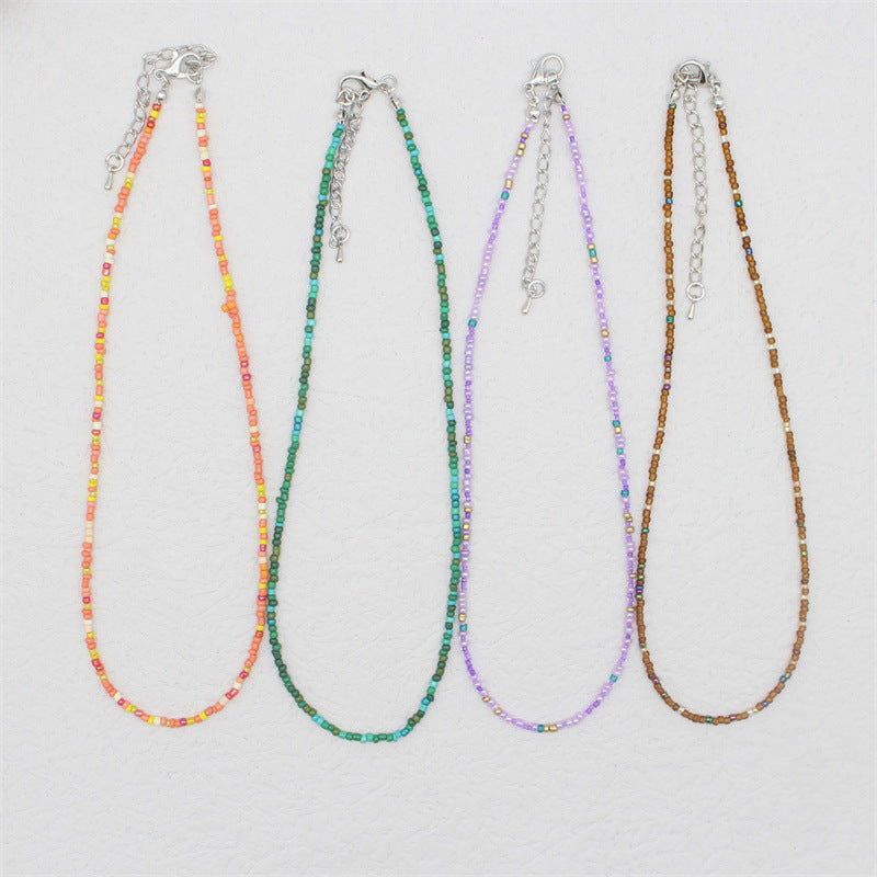 Korean Style Bohemia Khaki Beaded Bead Sweet Necklaces