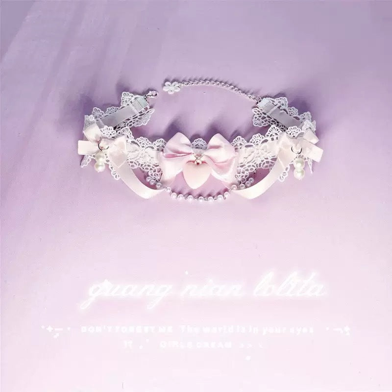 Lolita Bowknot Pearl Neck Vintage Love Short Handmade Exquisite Necklace