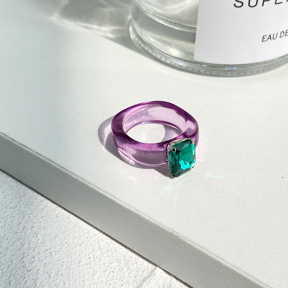 Colored Gemstone Diamond Resin Index Finger Rings