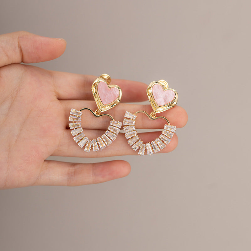 Sweet Pink Peach Heart Dating Diamond Shape Gentle First Love Rings
