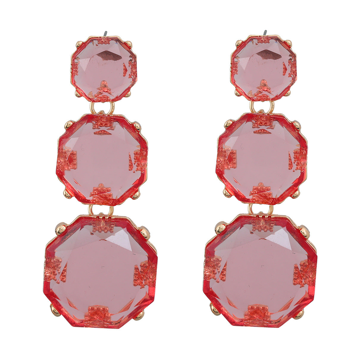 Resin Female Octagonal Long Geometric Exaggerated Earrings