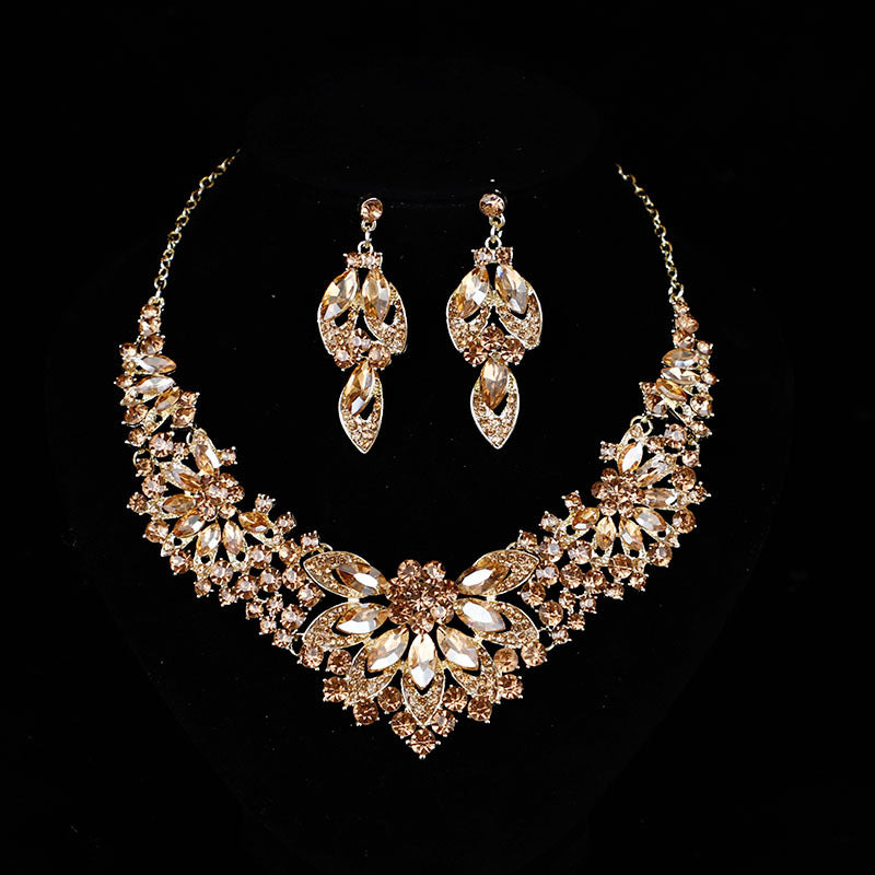 Bridal Wedding Dress Full Diamond Flower Two Pieces Rings