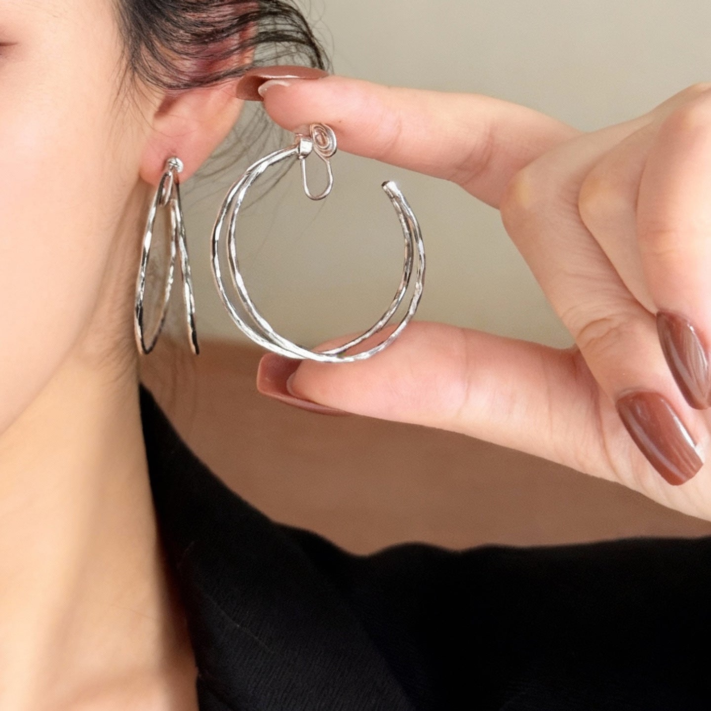 Simple Antique Minimalist Double Auricular Needle Stylish Style Ear Clip