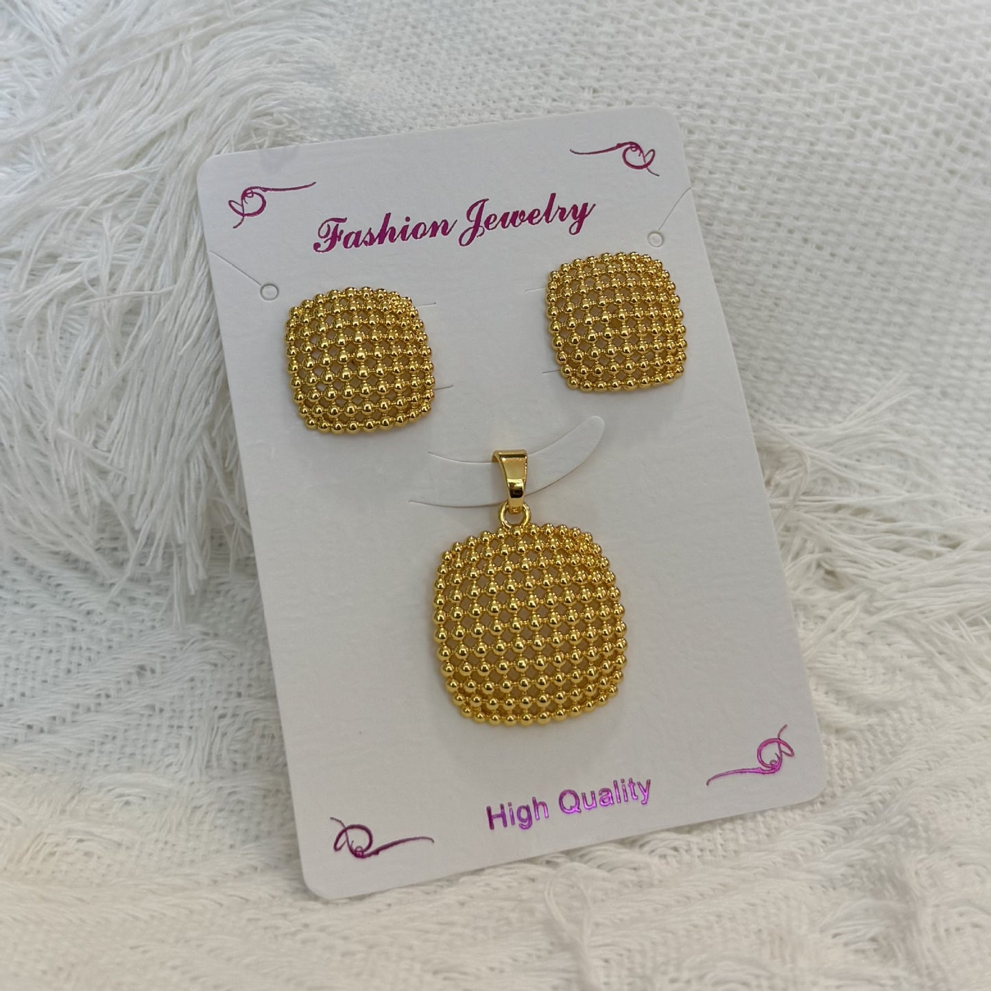 Love Heart Flowers Ear Baroque Gold Fashion Jewelry Set