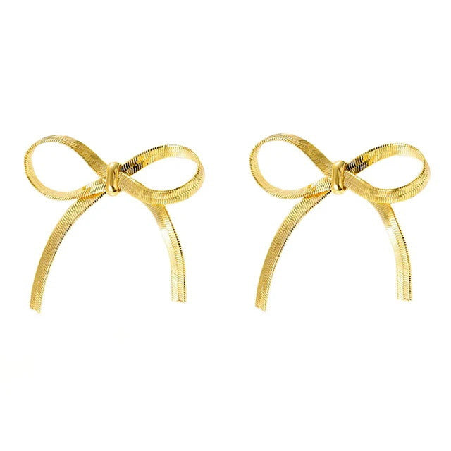 Bow Long Fringe Snake Bones Chain Earrings