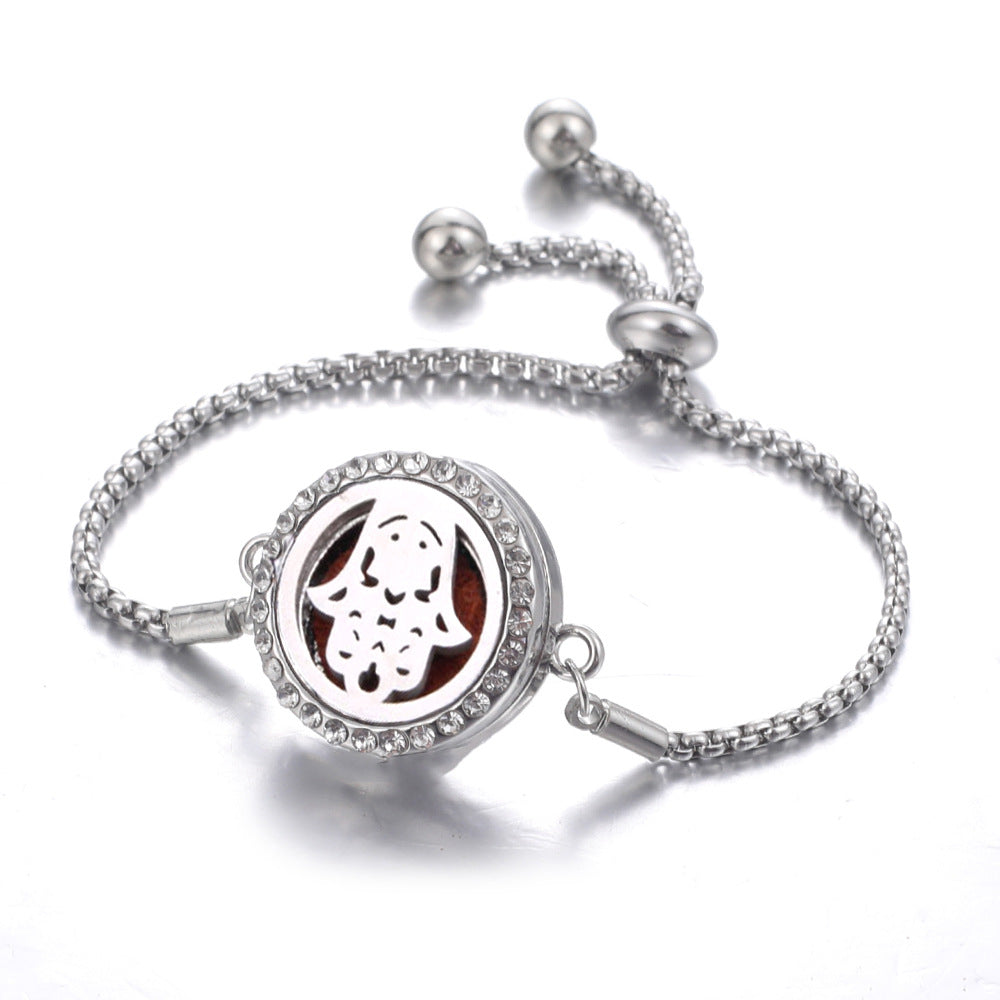 Steel Hollow Oil Lucky Tree Open Box Bracelet