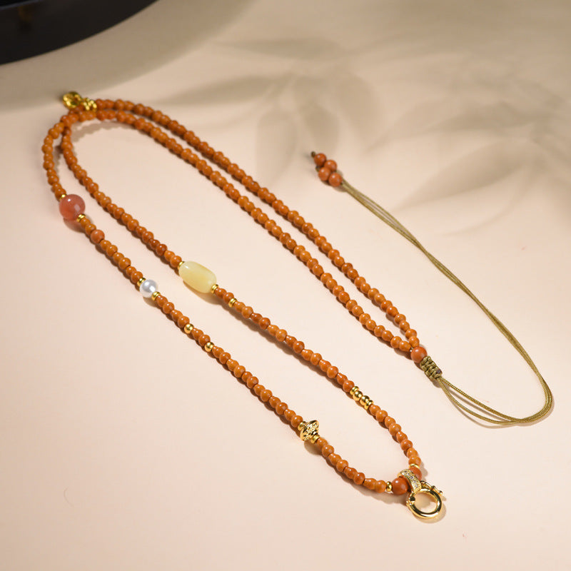 Style Olive Nut Gourd Rope Natural Beeswax South Red Universal Necklace
