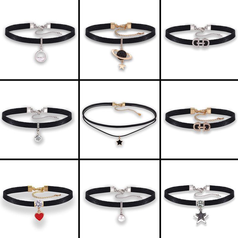Women's Black Rope Fresh Clavicle Chain Short Neckband Collar Necklace