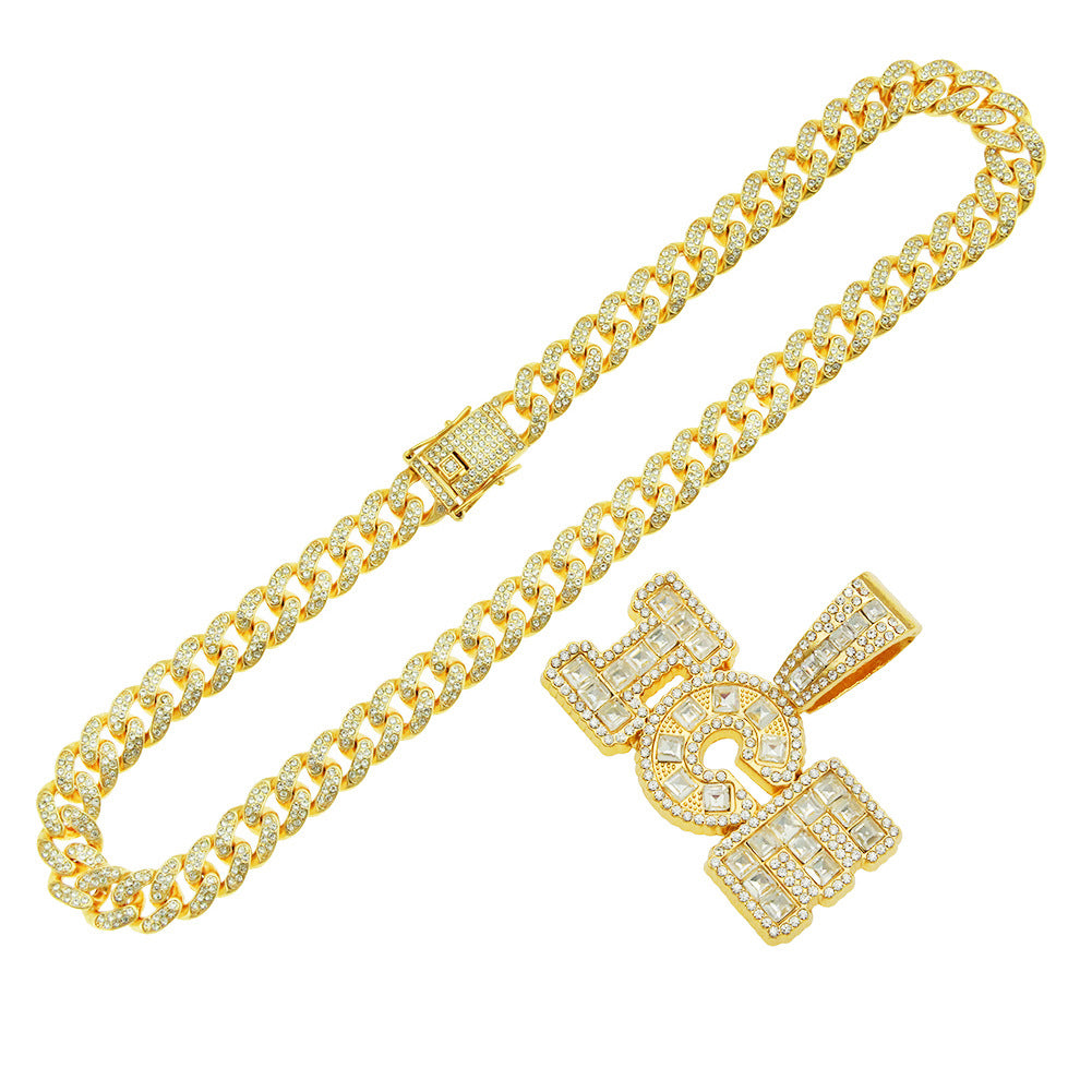 Letter Pendant Cuban Link Chain Hipster Necklaces