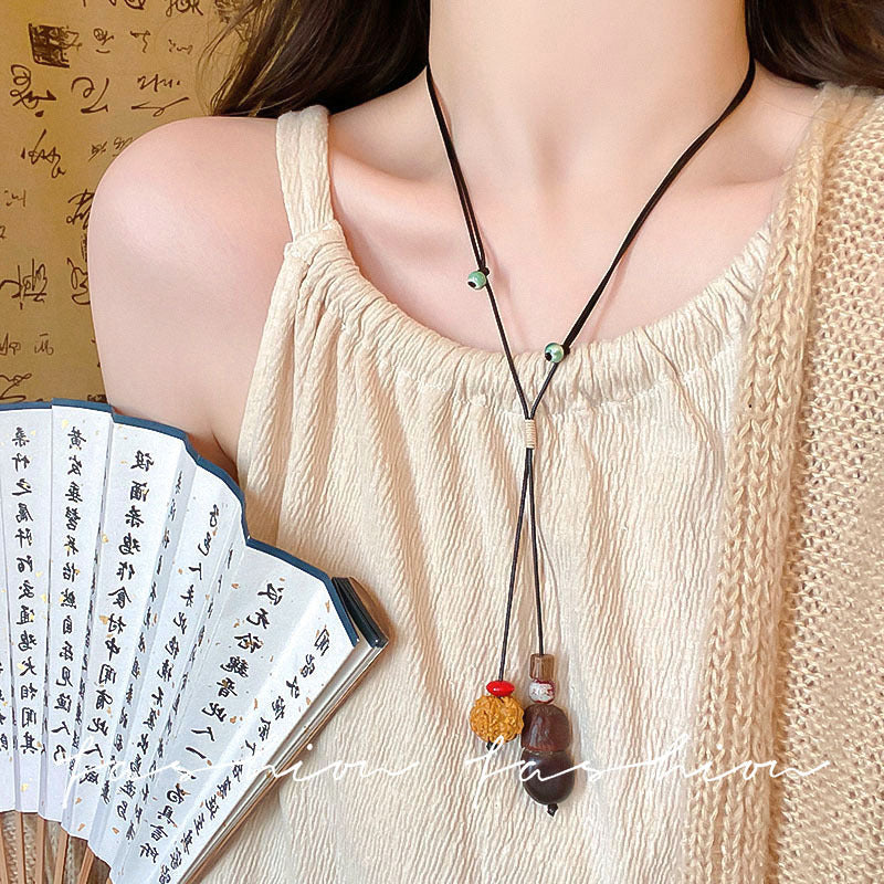 Women's Ceramic Pine Nuts Woven Retro Ethnic Style Fashion Necklace
