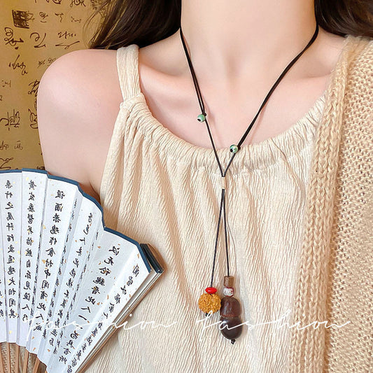 Women's Ceramic Pine Nuts Woven Retro Ethnic Style Fashion Necklace