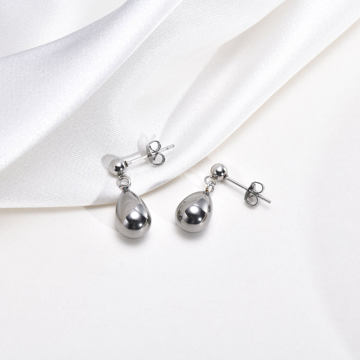 Women's Water Drop Stainless Steel Sier For Personalized Minority Stud Earrings