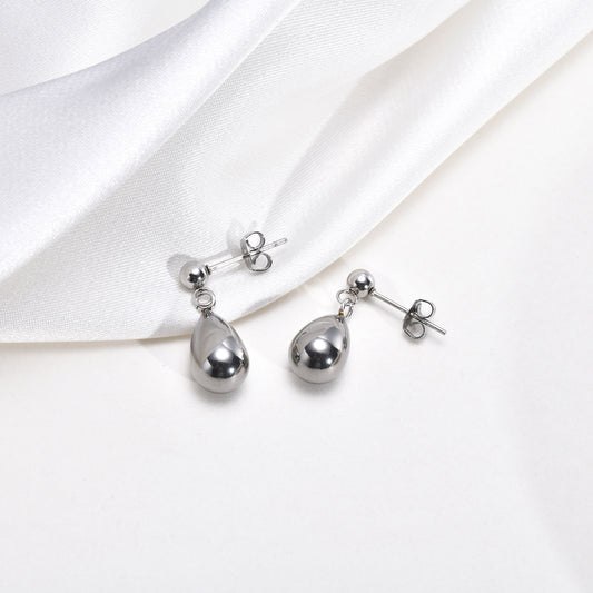 Women's Water Drop Stainless Steel Sier For Personalized Minority Stud Earrings