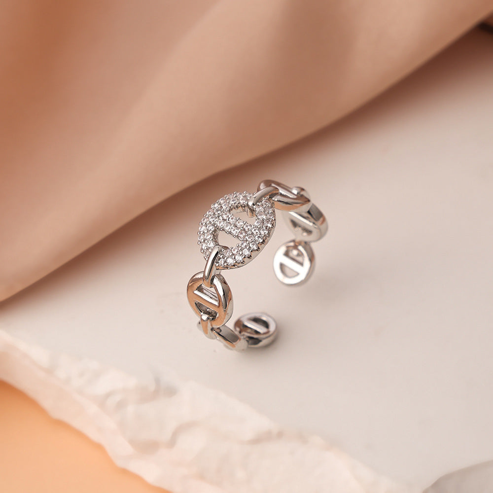 Women's Pig Nose Light Luxury Super Flash Zircon High-grade Ear Clip