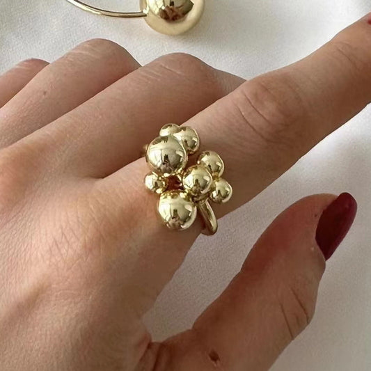Large Small Steel Ball Movable Titanium Gold Bracelet