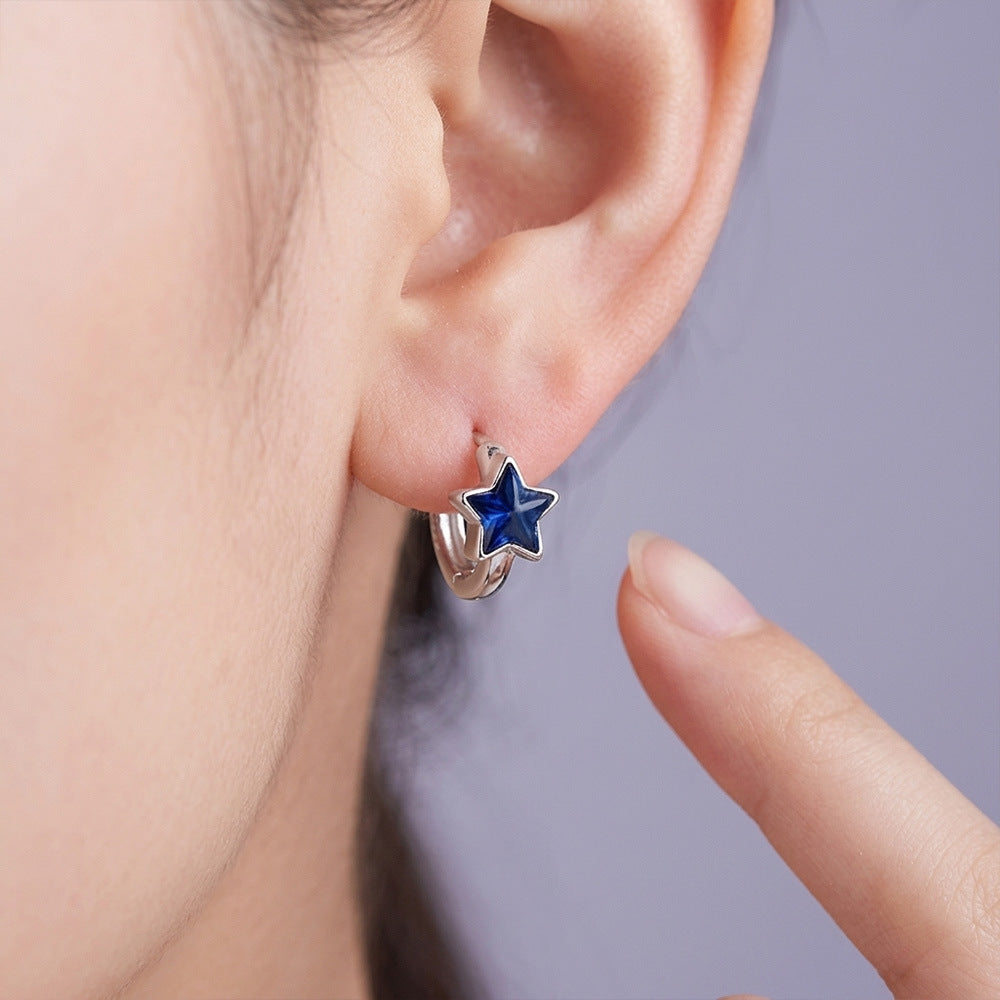 Star Mango Blue Ear Clip Light Luxury Texture Niche Design Earrings