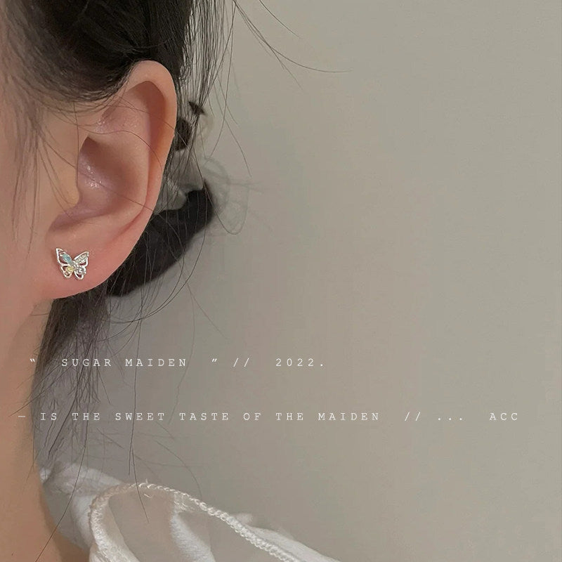 Super Cute Inlaid Color Zirconium Butterfly Small Mini Delicate Mosquito Ear Clip
