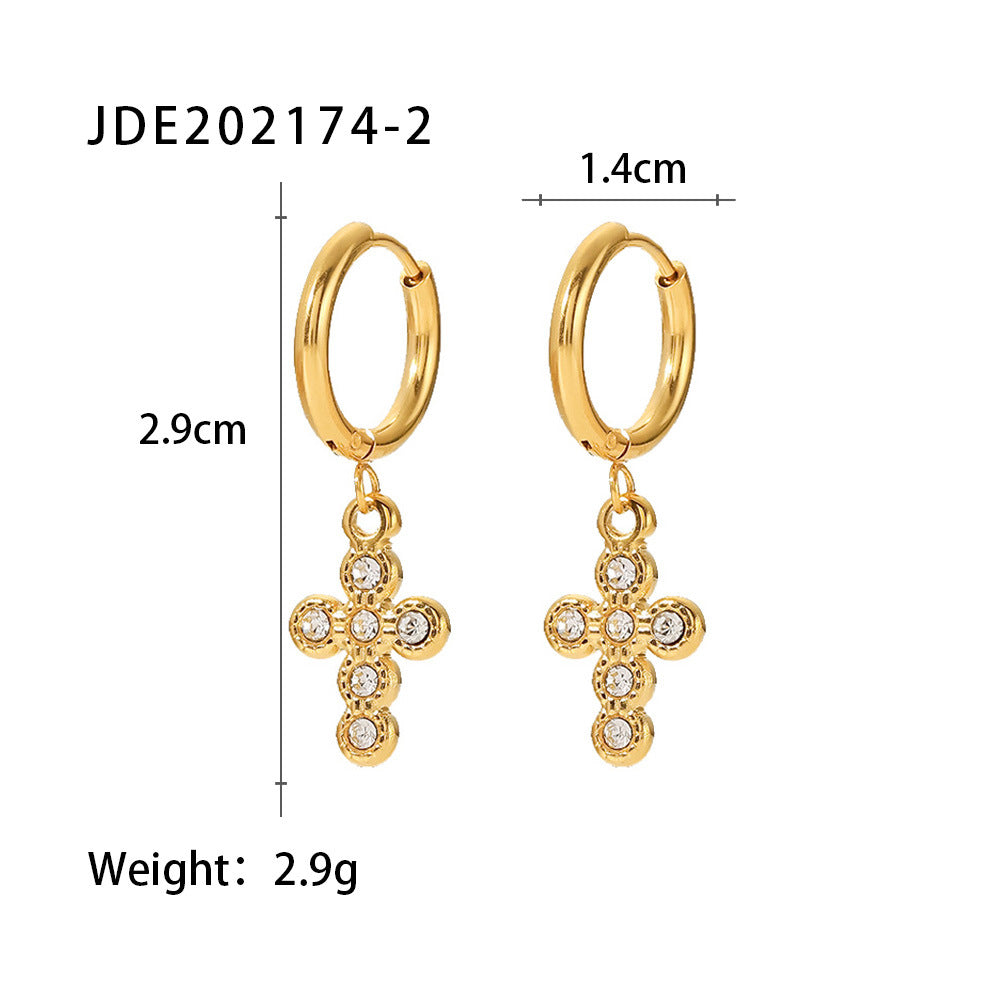 French Fashion Titanium Steel Gold Stainless Earrings