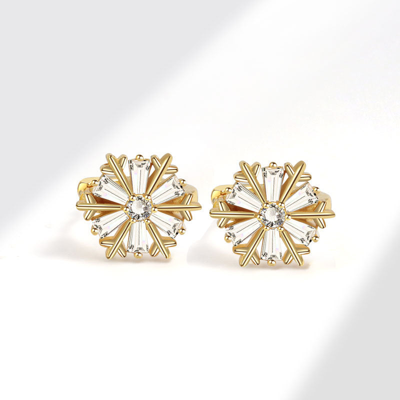 Women's Luxury Snowflake Zircon For Temperament Trend Sunflower Ear Earrings