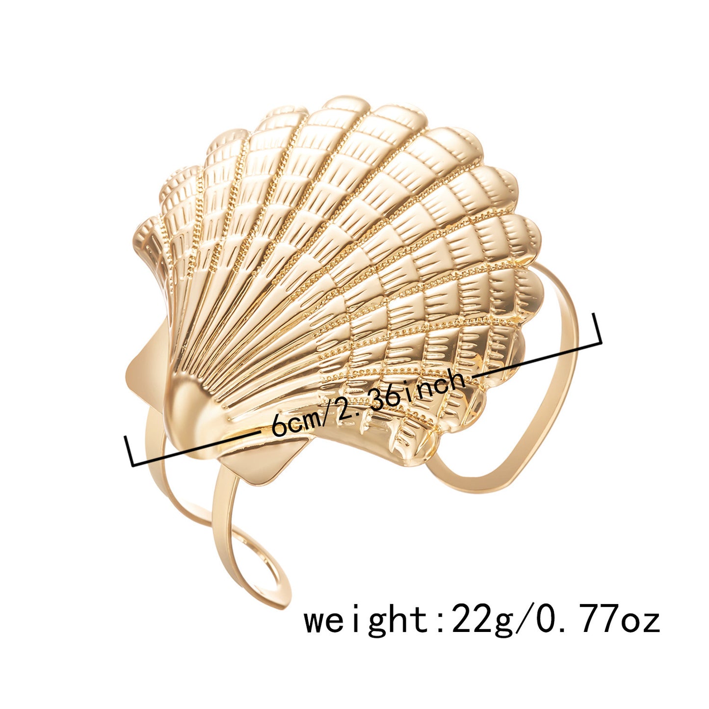 Women's Bohemian Ocean Vacation Style Shell Exaggerated Opening Metal Bracelet