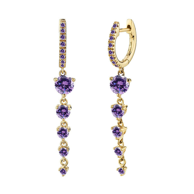 Women's Sier Needle Fashion Geometry Pattern Personalized Long Simple Tassel Round Earrings
