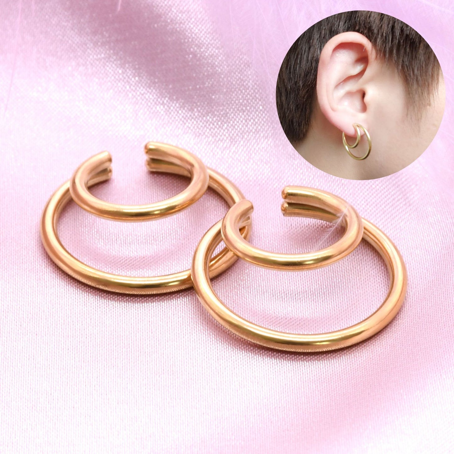 Korean Style Sense Of Design Golden Simple Circle Stainless Earrings