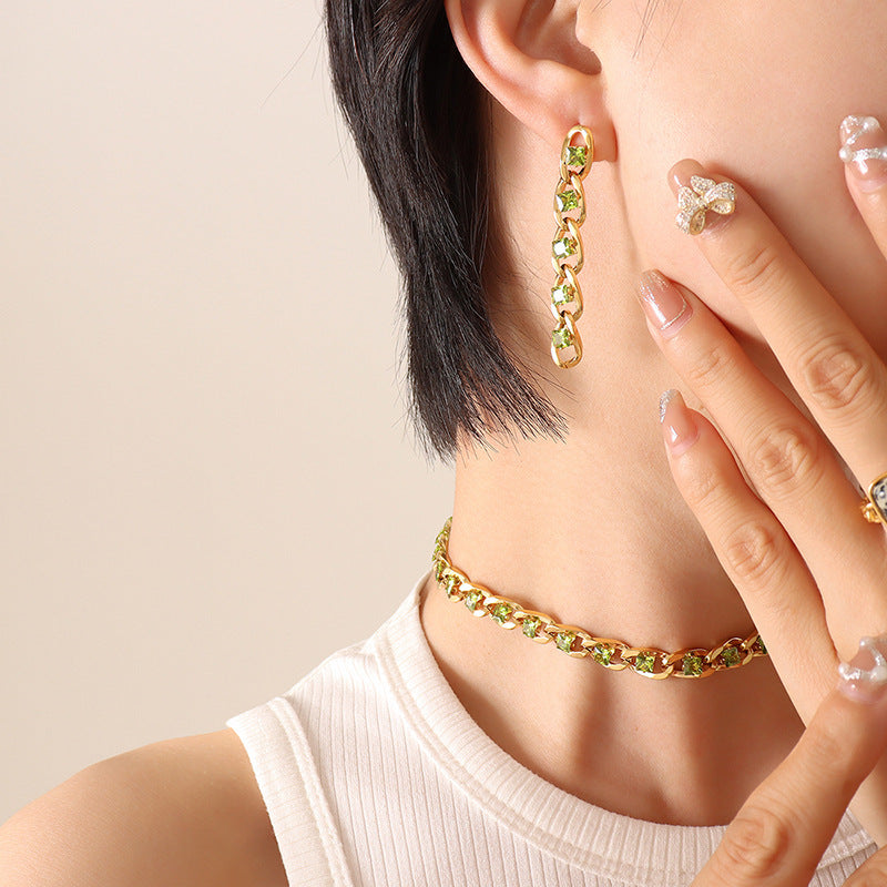 Colorful Zircon Diamond Light Luxury Delicate Jewelry Set