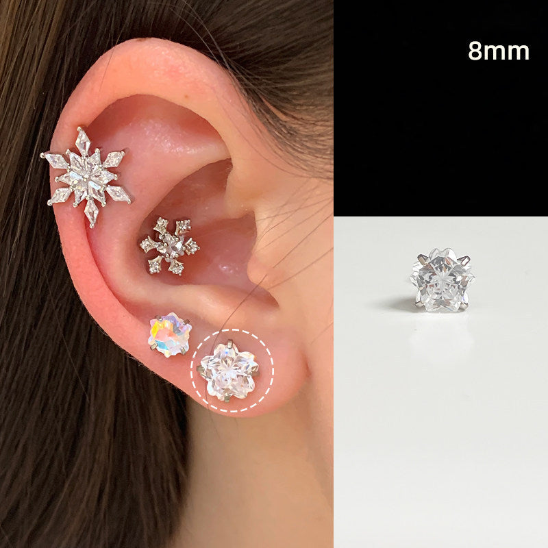 Cutting Flash Zircon Ear Bone Outer Spiral Titanium Steel Diamond Rings