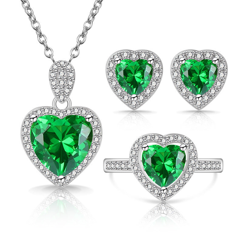 Streaming Fashion Colored Gems Crystal Suit Love Jewelry Set
