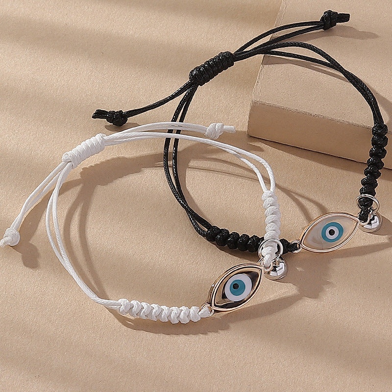 Weaving In Black And White Carrying Strap Devil's Eye Bracelets