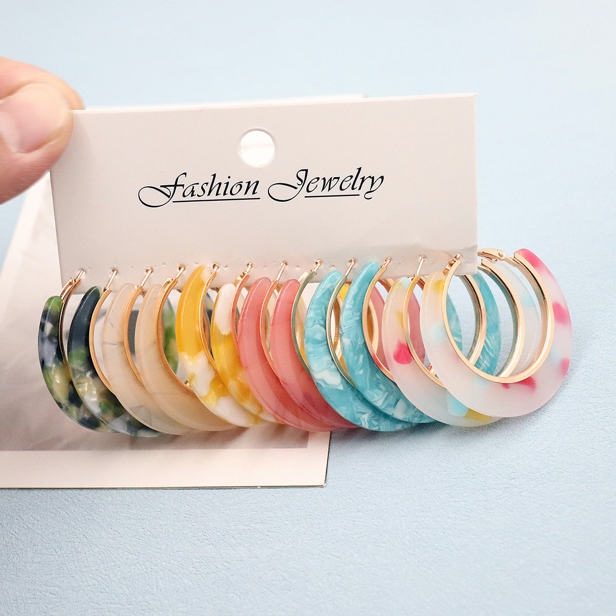 Cellulose Acetate Sheet Shaped Round Female Exaggerated Face Small Earrings