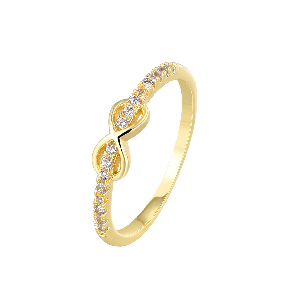Style Design Female Gold-plated Bends Hitches Inlaid Rings