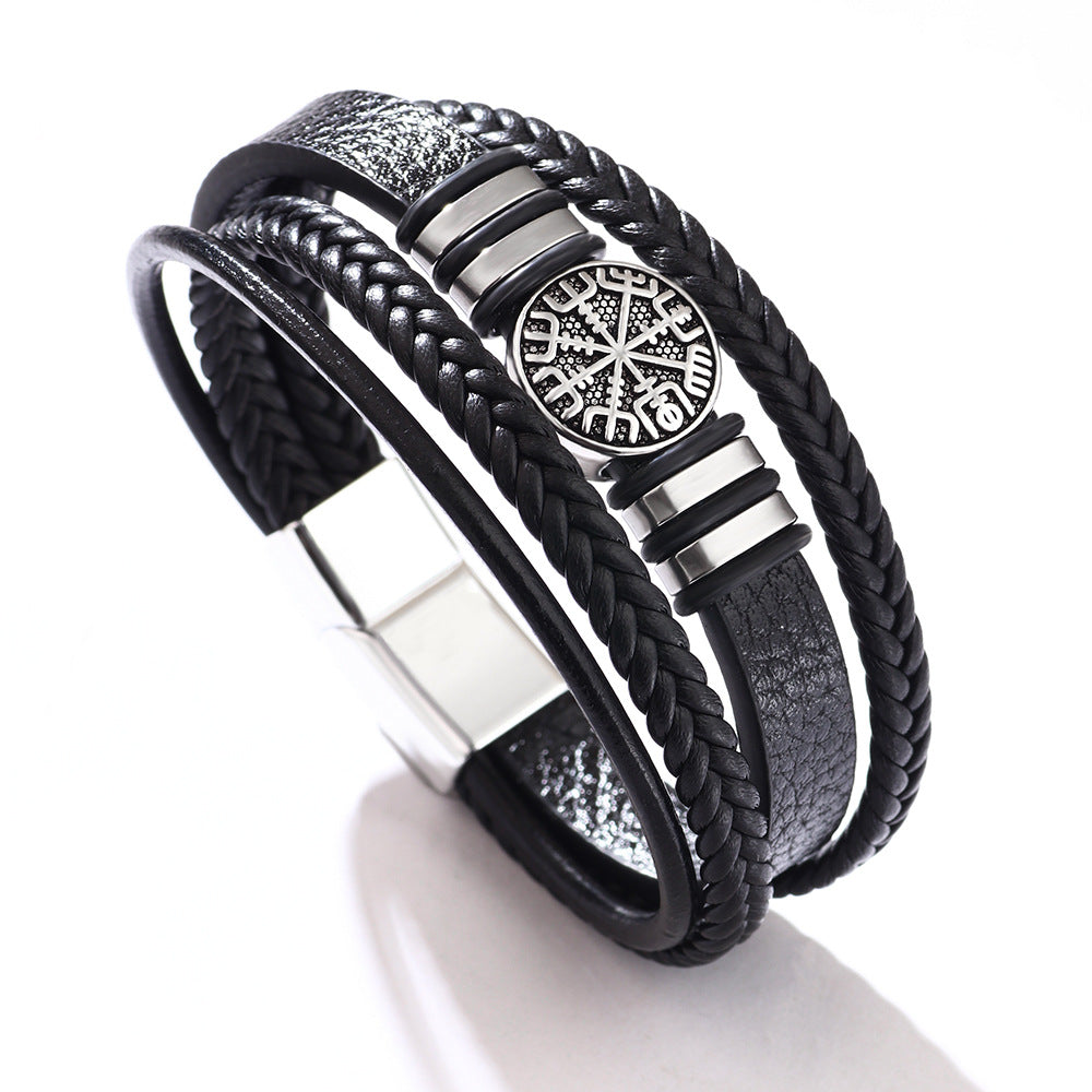 Men's Leather String Fashion Punk Trend Compass Bracelets