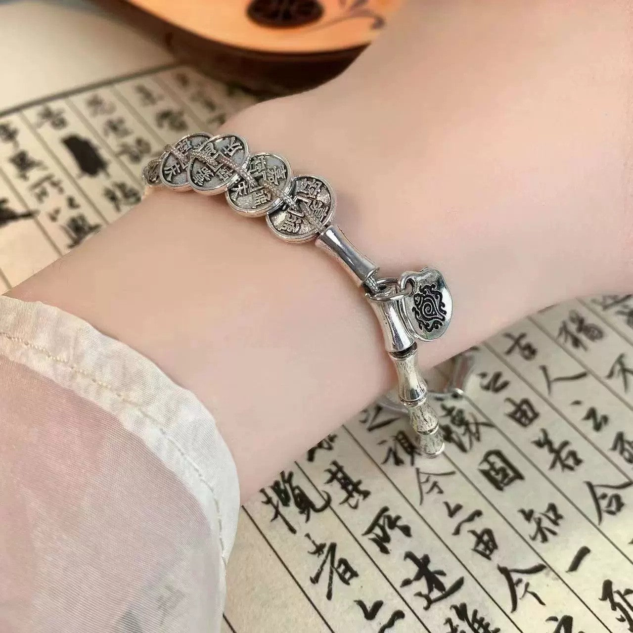 Women's & Men's Strap Five Emperors Coin Hand Weaving Ethnic Bracelet