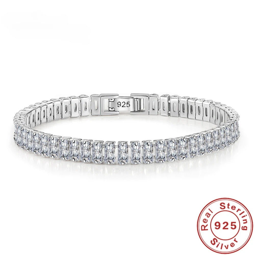 Simple Stylish And Unique Zircon Rectangular Sier Bracelets