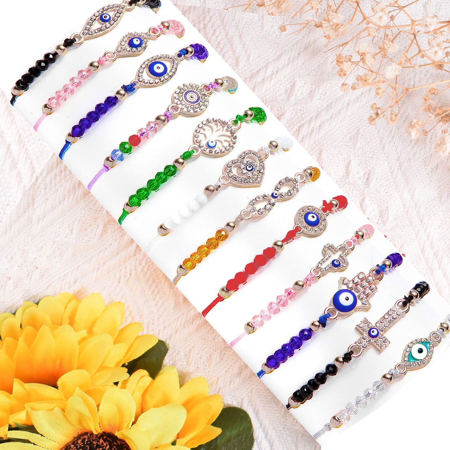 Women's Weaving Crystal String Beads Devil's Eye Oil Dripping Bracelets