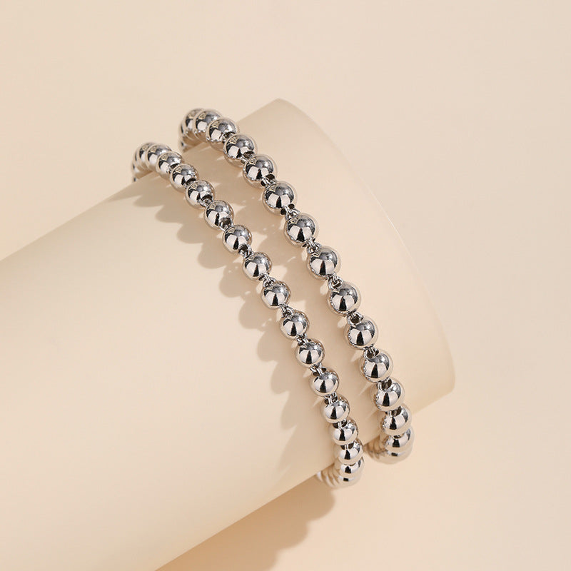 Bracelets de perles en argent Sterling brillant pour femmes et hommes, bijoux de Couple simples