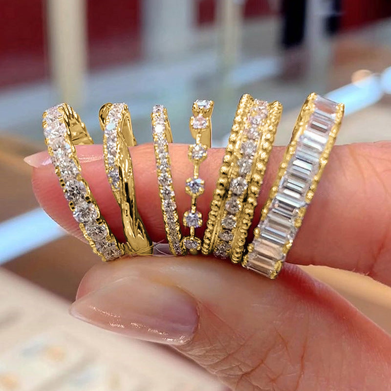 Women's Light Luxury Full Circle Over Inlaid Zircon Ring