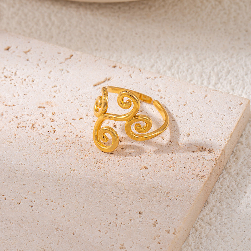 Fashionable Elegant Stainless Steel Leaf Female Style Hip Ring
