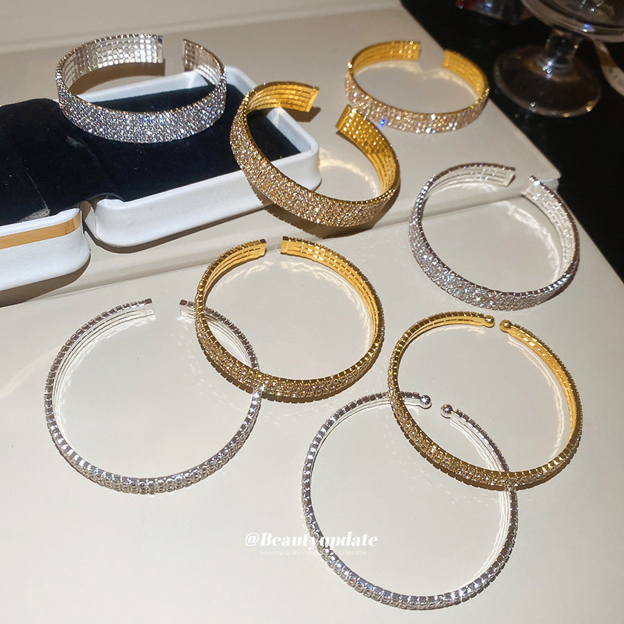 Galaxy Shining Round Open-ended Light Luxury High-grade Elegant Dinner Bracelets