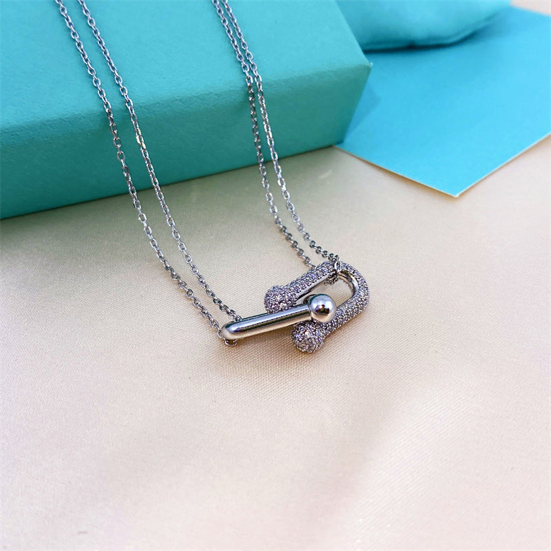 Women's Diamond Horseshoe Clavicle Chain Versatile Personality Necklaces