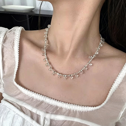 Cold Fairy Crystal Hand Twin Tassel Clavicle Necklace