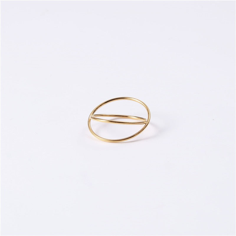 Version Simple Personality Basic Cross Titanium Steel Gold Plated Twin Ring
